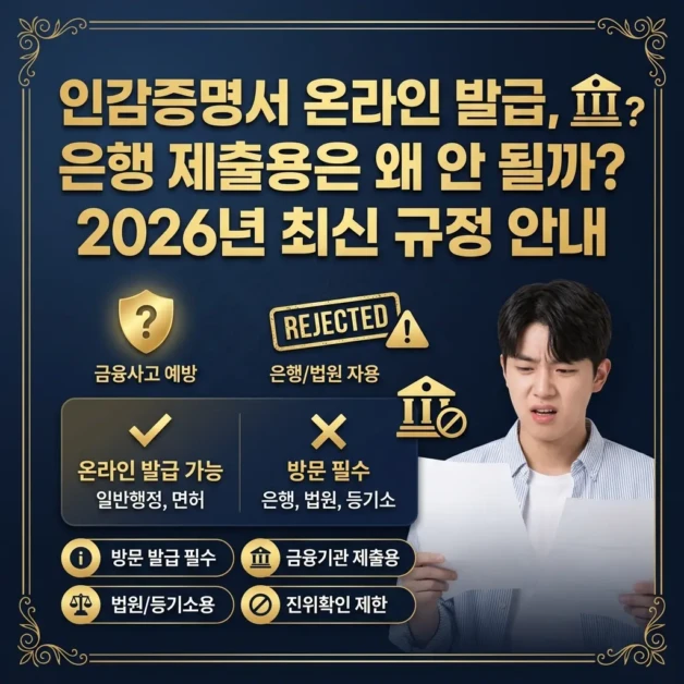 인감증명서 온라인 발급, 은행 제출용은 왜 안 될까? 2026년 최신 규정 안내 2 인감증명서 온라인 발급