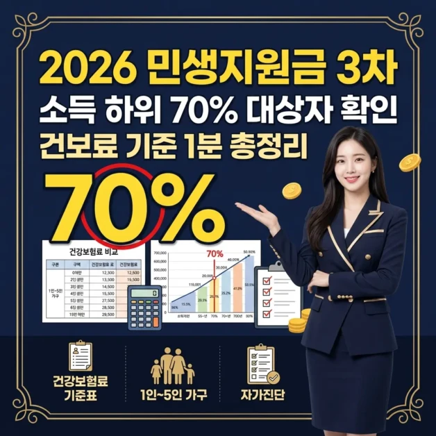 2026 민생지원금 3차 소득하위 70% 대상자 확인 | 건보료 기준 1분 총정리 2 professional government assistance thumbnail desig 1775322004848 1