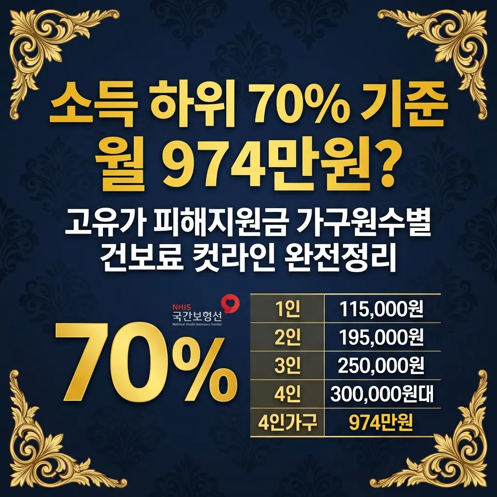 소득 하위 70% 기준 월 974만원? 가구원수별 건보료 컷라인 완전정리