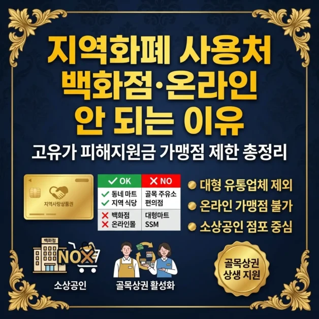 고유가 피해지원금 지역화폐 사용처 제한 총정리 | 백화점·온라인·대형마트 안 되는 이유 2 고유가 피해지원금 지역화폐