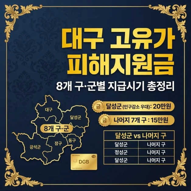 2026 대구 고유가 피해지원금 신청방법 | 8개 구·군별 지급시기 총정리 2 대구 고유가 피해지원금 신청방법