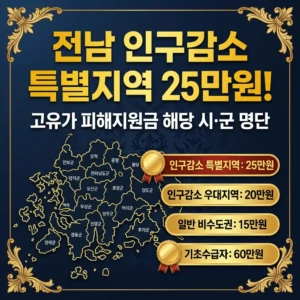 2026 전남 고유가 피해지원금 인구감소 특별지역 25만원 | 해당 시·군 명단 신청법