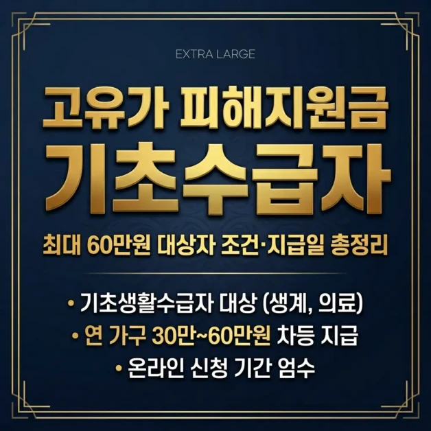 2026 고유가 피해지원금 기초수급자 최대 60만원 대상자 조건·지급일 총정리 2 2026 고유가 피해지원금 기초수급자