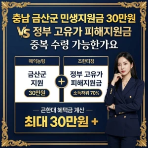 충남 금산군 민생지원금 30만원 vs 정부 고유가 피해지원금 중복 수령 가능한가요