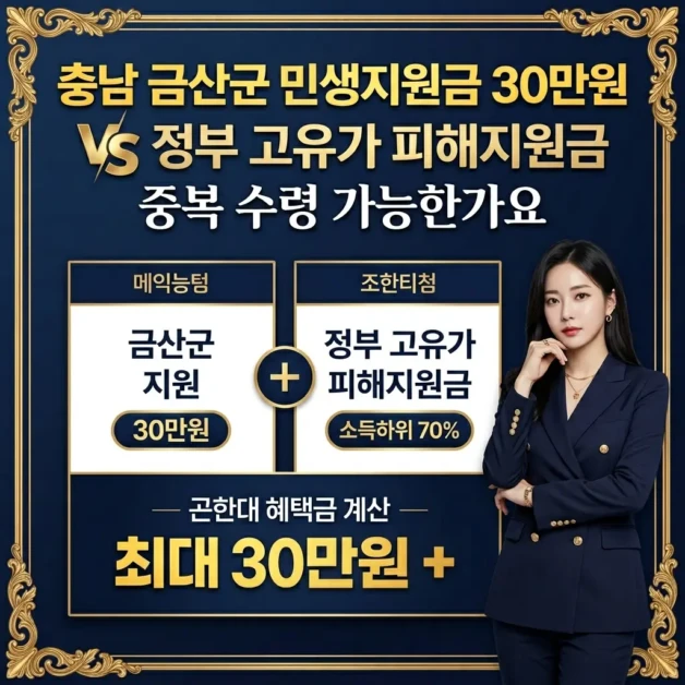 충남 금산군 민생지원금 30만원 vs 정부 고유가 피해지원금 중복 수령 가능한가요 2 금산군 민생지원금