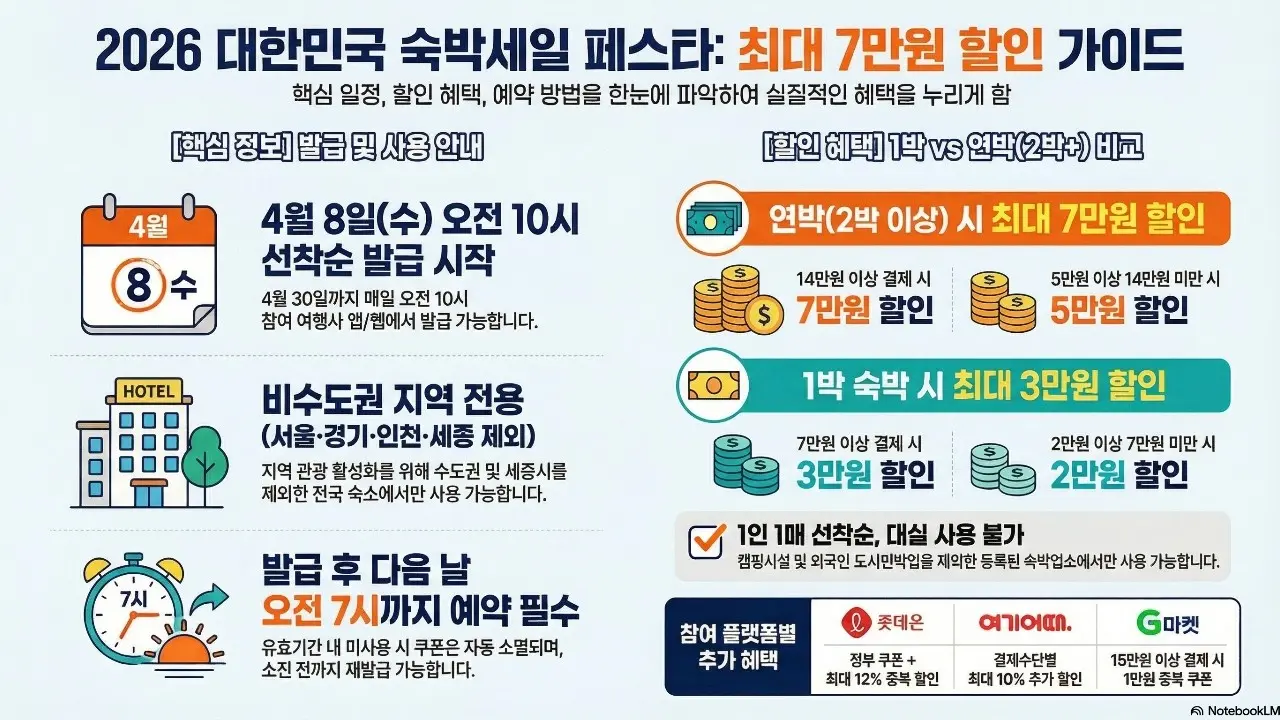 숙박세일페스타 연박 할인, 2박 이상 예약이 더 유리한 이유와 7만 원 받는 조건 2 섹션 1 이미지