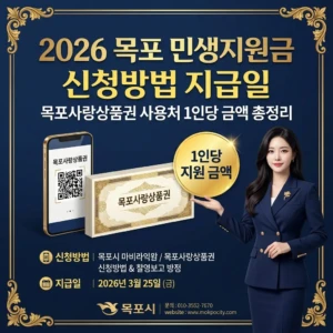 2026 목포 민생지원금 신청방법 지급일 목포사랑상품권 사용처 1인당 금액 총정리