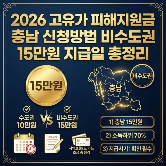 2026 고유가 피해지원금 충남 신청방법 비수도권 15만원 지급일 총정리 2 고유가 피해지원금 충남 비수도권 15만원 신청방법 2026