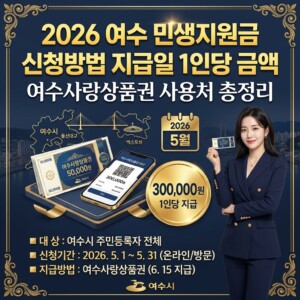 2026 여수 민생지원금 신청방법 지급일 1인당 금액 여수사랑상품권 사용처 총정리