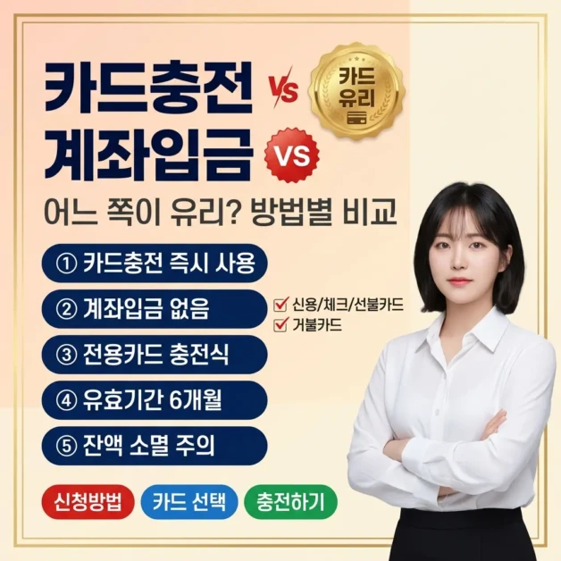 2026 고유가 피해지원금 카드충전 vs 계좌입금 차이 | 어느 쪽이 유리? 2 고유가 피해지원금 카드충전