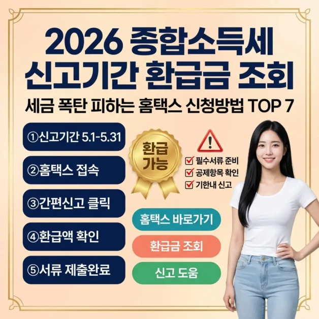 2026 종합소득세 신고기간 환급금 조회 – 세금 폭탄 피하는 홈택스 신청방법 TOP 7 2 2026 종합소득세 신고기간