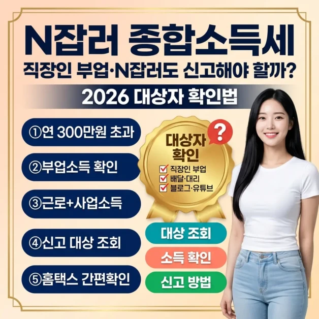 직장인 부업·N잡러도 종합소득세 신고해야 할까? 2026 대상자 확인법 2 직장인 부업·N잡러도 종합소득세 신고해야 할까