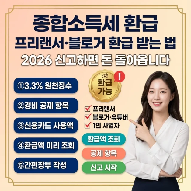 프리랜서·블로거 종합소득세 환급 받는 법 | 2026 신고하면 돈 돌아옵니다 2 프리랜서·블로거 종합소득세 환급 받는 법