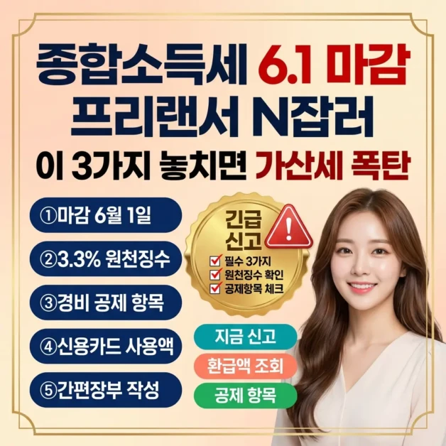 2026 종합소득세 신고 6월 1일 마감, 프리랜서 N잡러 이 3가지 놓치면 가산세 폭탄 2 종합소득세 신고