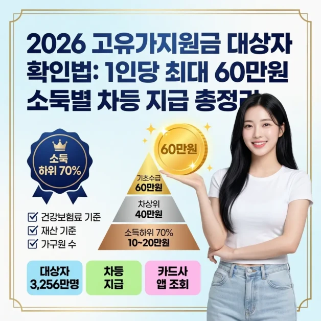 2026 고유가지원금 대상자 확인법: 1인당 최대 60만원 소득별 차등 지급 총정리 2 고유가지원금 대상자 확인법