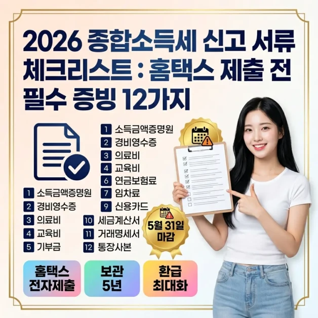 2026 종합소득세 신고 서류 체크리스트: 홈택스 제출 전 필수 증빙 12가지 2 2026 종합소득세 신고 서류