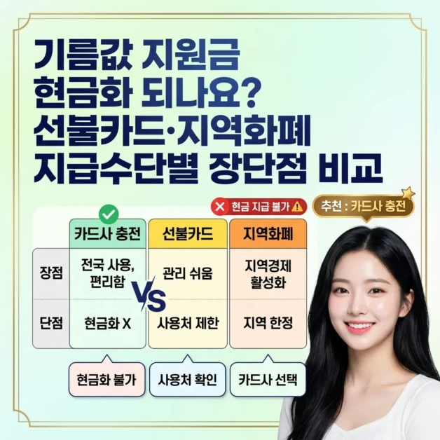 기름값 지원금 현금화 되나요? 선불카드·지역화폐 지급수단별 장단점 비교 2 기름값 지원금 현금화