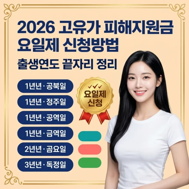 2026 고유가 피해지원금 요일제 신청방법 | 출생연도 끝자리 정리 1 고유가 피해지원금 요일제 신청방법