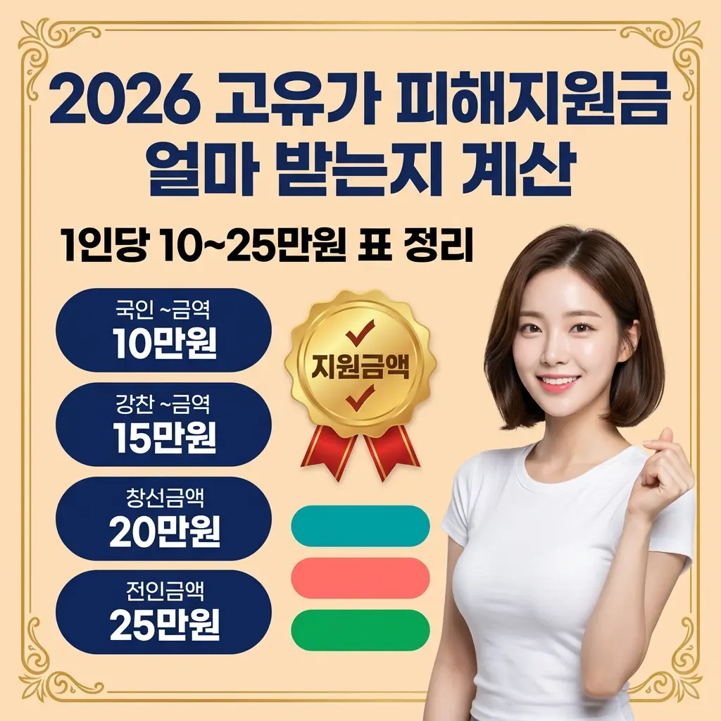2026 고유가 피해지원금 얼마 받는지 계산 | 1인당 10~25만 원 표 정리