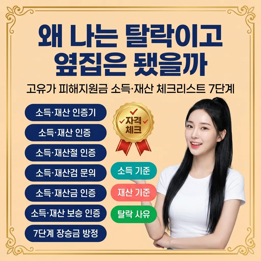 왜 나는 탈락이고 옆집은 됐을까 | 고유가 피해지원금 소득·재산 체크리스트 7단계