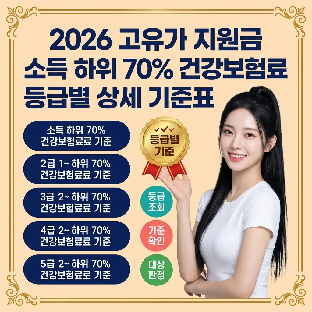 2026 고유가 지원금 소득 하위 70% 건강보험료 등급별 상세 기준표