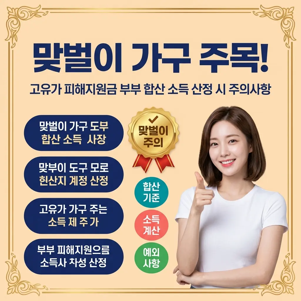 맞벌이 가구 주목! 고유가 피해지원금 부부 합산 소득 산정 시 주의사항