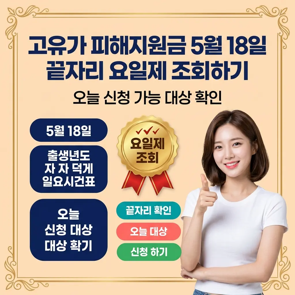 고유가 피해지원금 5월 18일 끝자리 요일제 조회하기 – 오늘 신청 가능 대상 확인